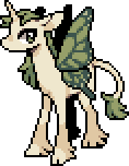 Cream unicorn with a green mane and green butterfly wings